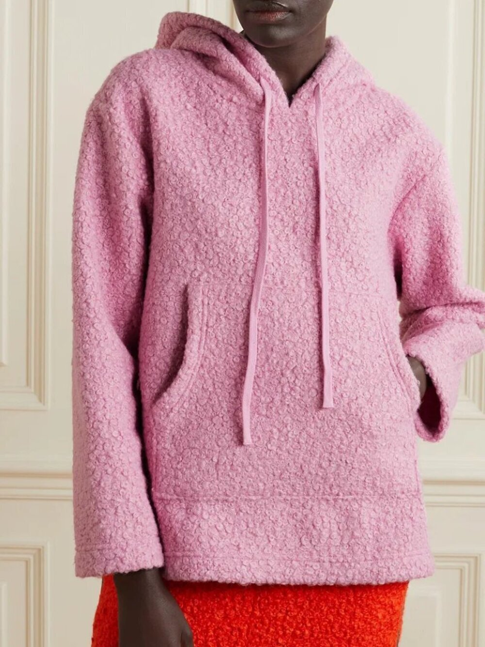 STAUD Rosebud Pink Faux Fur Hooded Teddy Bear Hoodie Sweater, Size XS - Picture 2 of 14